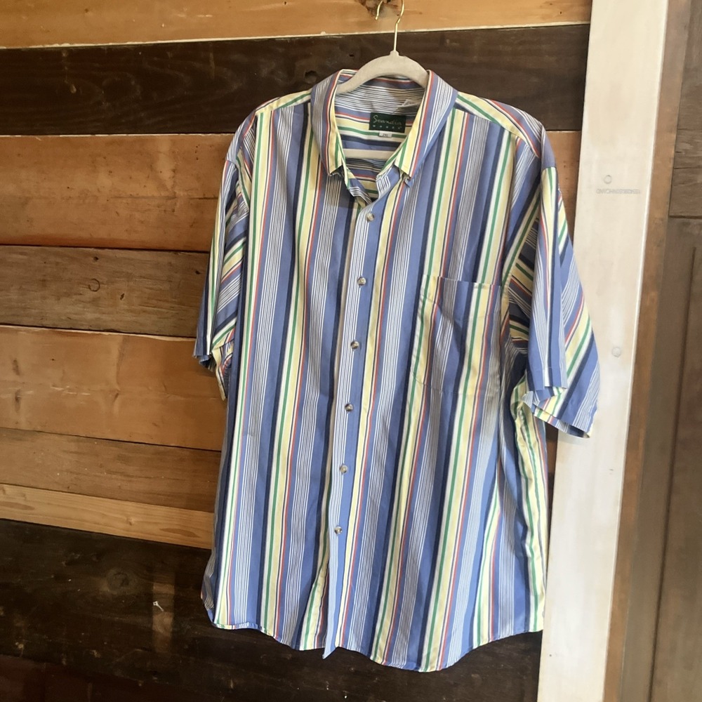 SCANDIA WOODS mens shirt Size 2XL Striped short sleeve button down